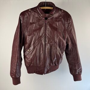 Sears Men's Burgundy  Leather Jacket